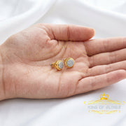 King Of Bling's 925 Sterling Yellow Silver 0.10ct Diamond For Women's & Men's Round Earrings KING OF BLINGS