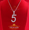 White Sterling Silver Baguette Numerical Number 5 Pendant 4.78ct Cubic Zirconia KING OF BLINGS