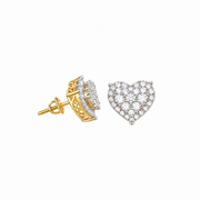 King of Bling's 1.18ct Cubic Zirconia 925 Yellow Sterling Silver Women's Hip Hop Heart Earrings KING OF BLINGS
