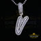 White Cursive 3D Alphabet Shape 925 Sterling Silver Cubic Zirconia Pendant KING OF BLINGS