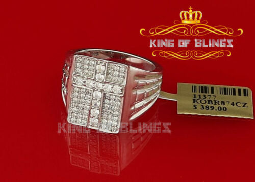 King Of Bling's 925 Silver Yellow Cubic Zirconia 2.00ct Wide Band Rectangle Men's Ring Size 8.5 KING OF BLINGS