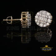 King of Bling's Aretes Para Hombre 925 Yellow Silver 1.98ct Cubic Zirconia Round Women's Earring KING OF BLINGS