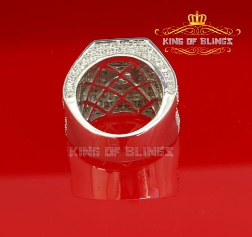 925 Silver White 14.00ct Cubic Zirconia Wide Band Cocktail Men's Ring Size 10 KING OF BLINGS