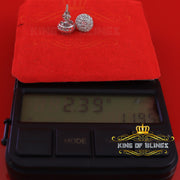 King of Bling's Aretes Para Hombre 925 White Silver 1.86ct Cubic Zirconia Round Women's Earrings KING OF BLINGS