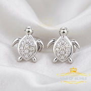King of Bling's Women's 0.14ct Cubic Zirconia Turtle Stud Earrings White 925 Sterling Silver KING OF BLINGS