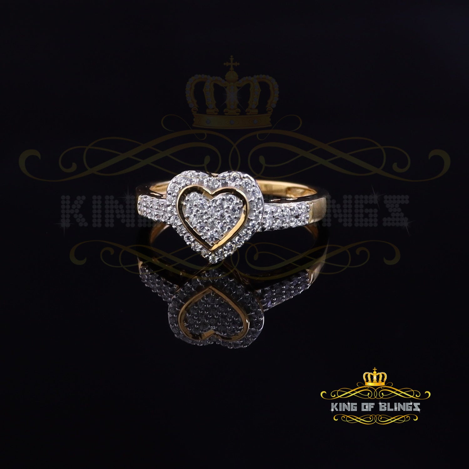 King Of Bling's 925 Silver 0.59ct Shiny Cubic Zirconia Promise Yellow Heart Womens Ring Size 7 KING OF BLINGS