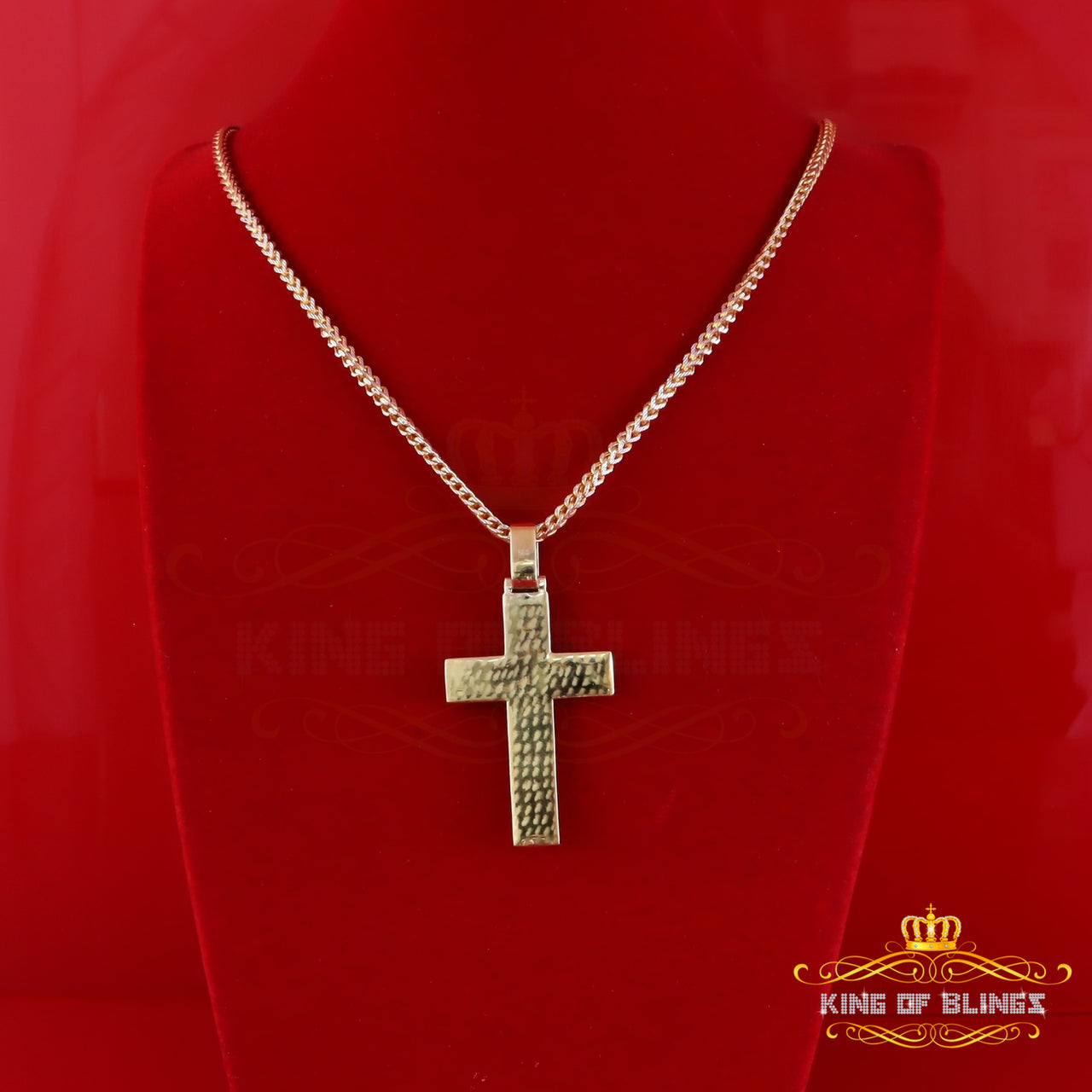 King Of Bling's Moissanite Men's & Women 7.50ct VVS D Sterling Yellow Silver Charm Cross Pendant