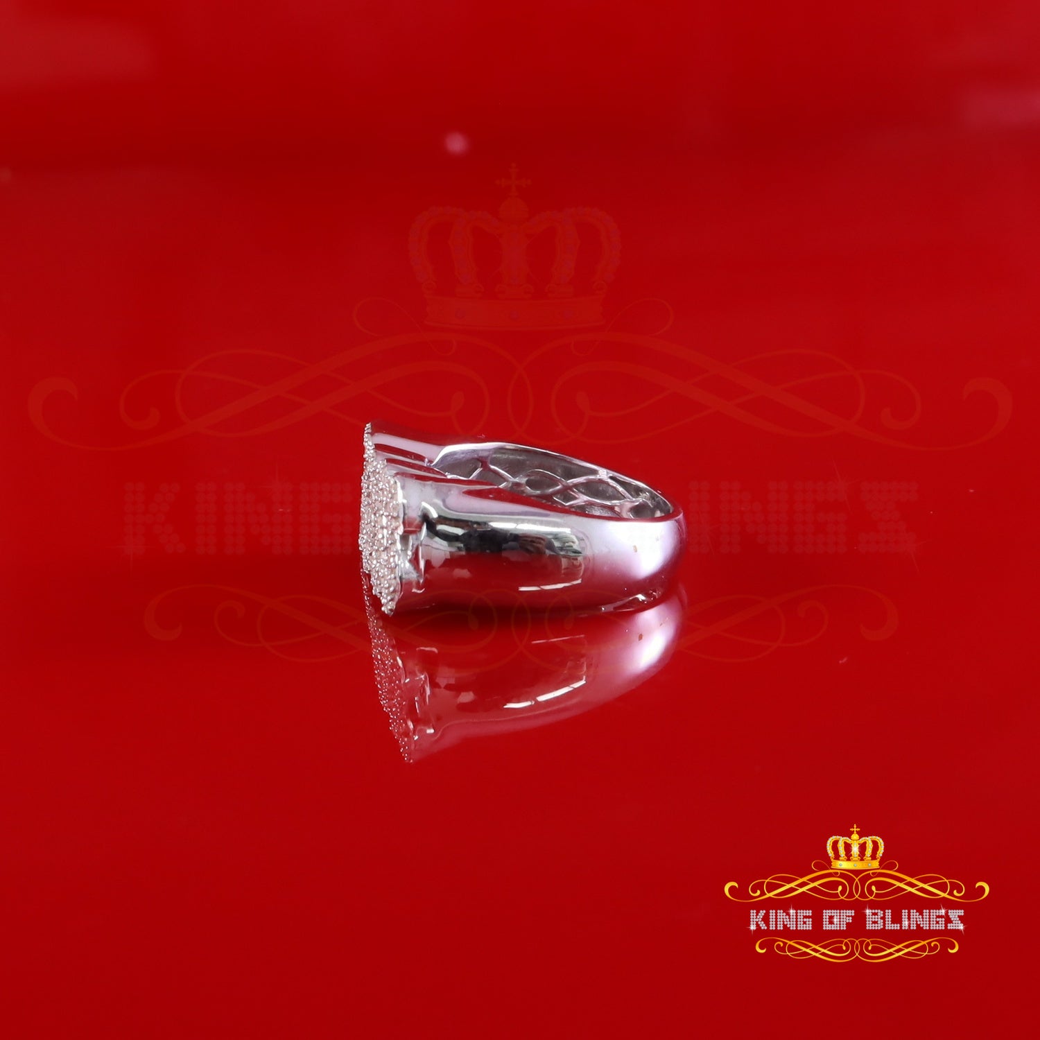 King Of Bling's "BOSS" Men's Ring 925 Silver White Metal with 0.50ct Real Diamond Men's SZ 8 King of Blings