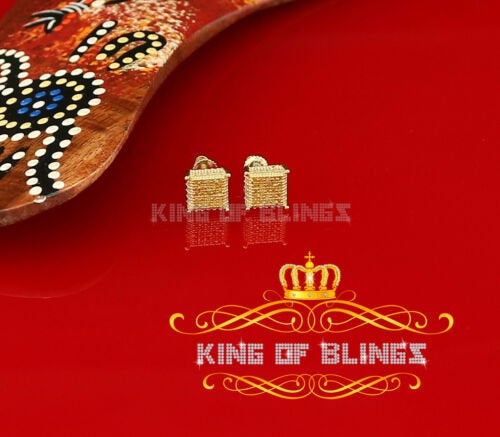 King of Blings-0.15ct Yellow Diamond 925 Sterling Silver Stud Women's/ Men's Square Earrings