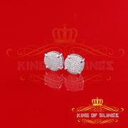 King of Blings- Aretes Para Hombre 925 White Silver 1.06ct Cubic Zirconia Round Women's Earrings KING OF BLINGS