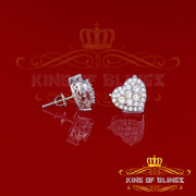 King of Blings- Aretes Para Hombre 925 White Silver 1.64ct Cubic Zirconia Heart Women's Earrings KING OF BLINGS
