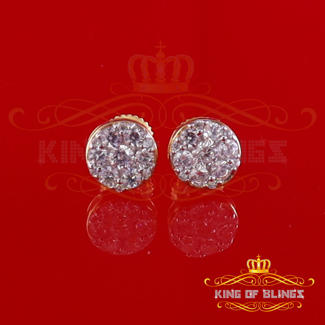 King of Bling's 0.94ct Cubic Zirconia 925 Yellow Silver Women's & Men's Hip Hop Square Earrings KING OF BLINGS