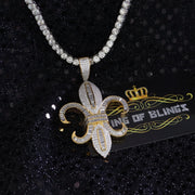 Promise Yellow Sterling Silver Fleur de Lis Pendant with 15.62ct Cubic Zirconia KING OF BLINGS