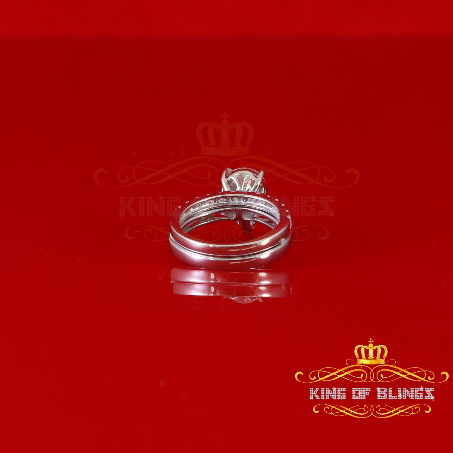 King of Bling's 5.00ct Moissanite White Sterling Silver Men/ Women Bridal Ring Pear Shape Size 8 KING OF BLINGS