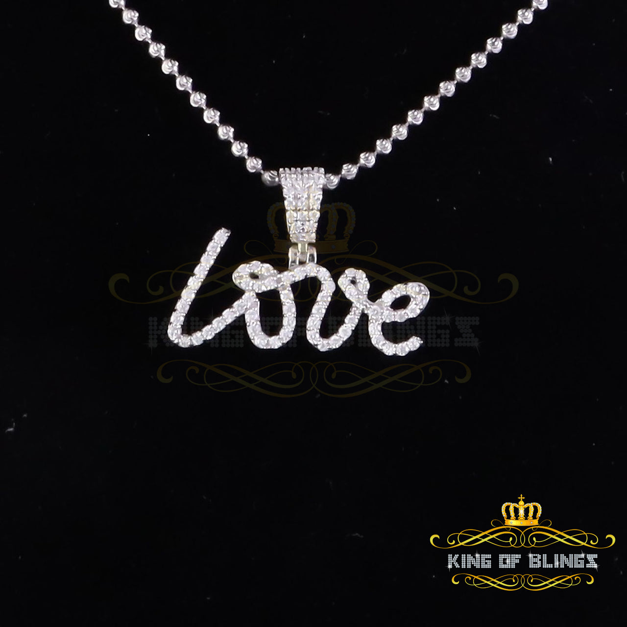 Create your Custom Fancy 925 White Sterling Silver with LOVE Shape Pendant in Cubic Zirconia