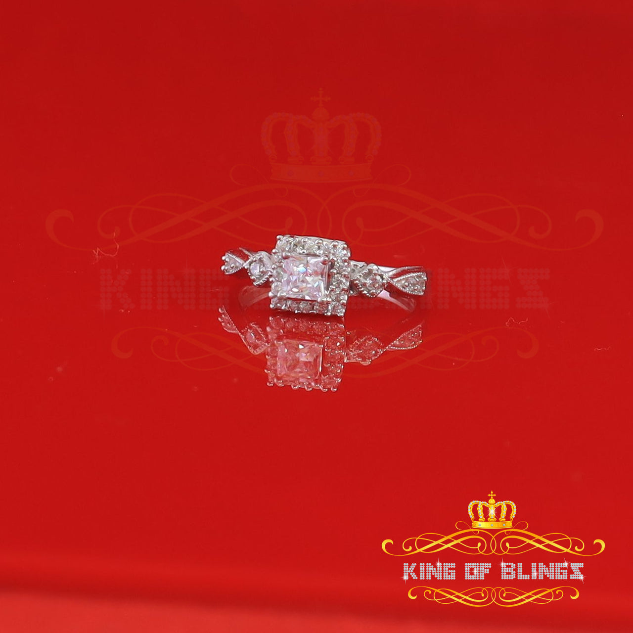 King Of Bling's2.00ct Cubic Zirconia Sterling White Silver Round Engagement Womens Ring Size 7