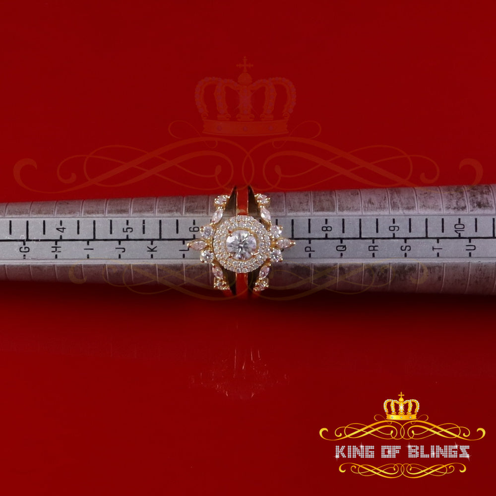 King Of Blings Women Enhancer Guard Wrap Insert Ring SZ 7 Yellow 925 Silver 1.66ct Moissanite King of Blings
