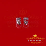 King Of Bling's 0.05ct Diamond For White 925 Sterling Silver Men's & Women's Square Earrings KING OF BLINGS