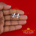 King of Blings- 925 White Silver Ladies Fleur de Lis Screw Back 2.43ct Cubic Zirconia Earrings KING OF BLINGS