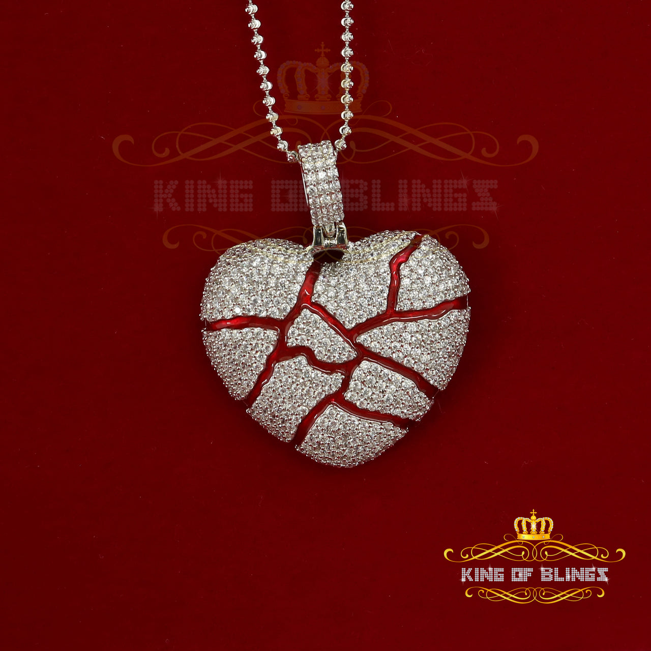 King Of Bling's "Heart"Broken Shape 925 Silver White 20.01ct Cubic Zirconia