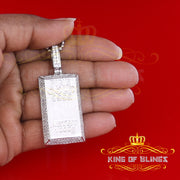 King Of Bling's White Sterling Silver Fine Square Shape Fancy Pendant with 4.40ct Cubic Zirconia KING OF BLINGS