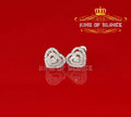King of Blings- 925 White Silver 1.07ct Cubic Zirconia Women's & Men's Hip Hop Heart Earrings KING OF BLINGS