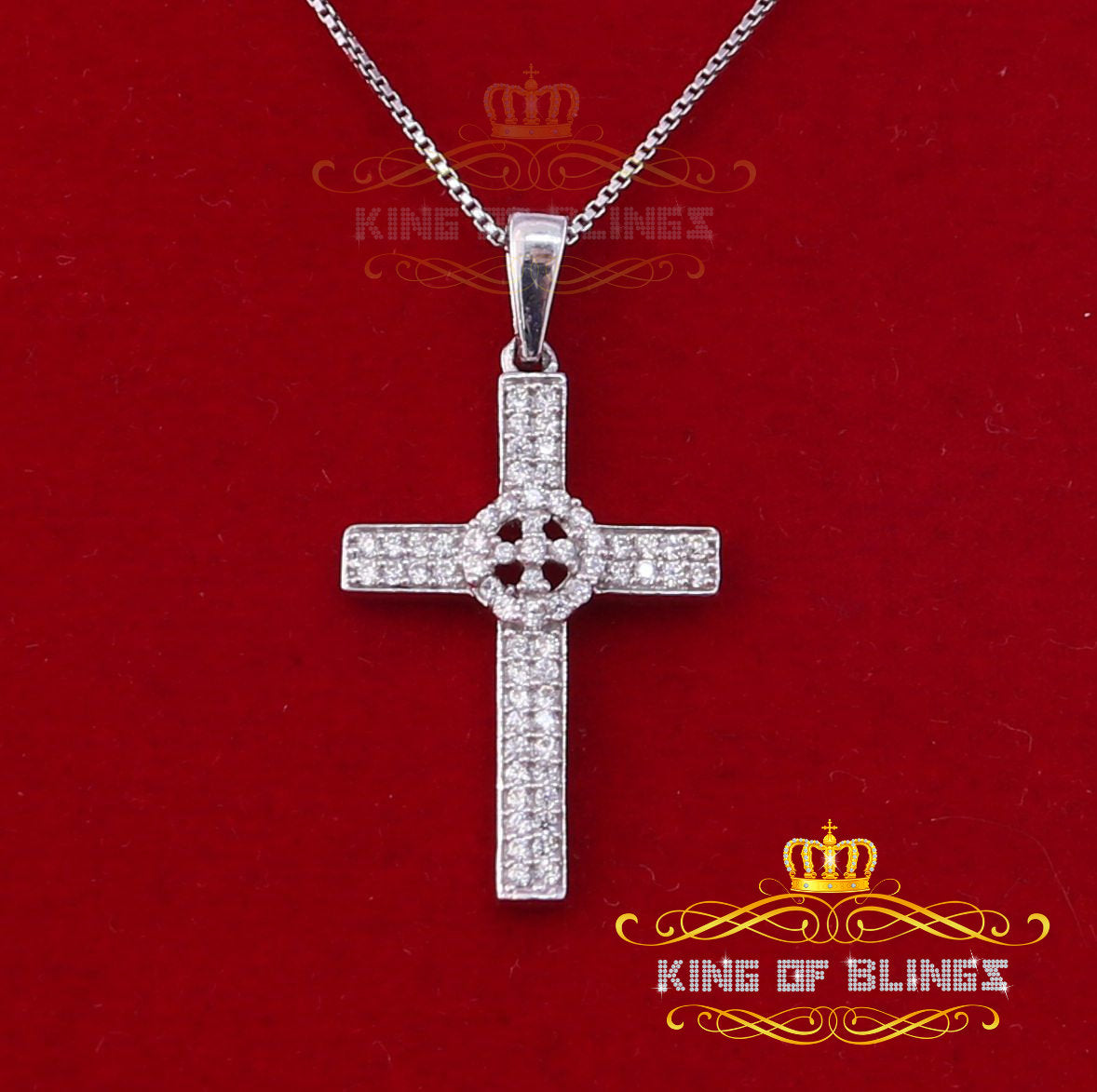 King Of Bling's Beautiful Special 925 Sterling Silver CROSS Shape Pendant White Cubic Zirconia