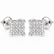 King Of Bling's 0.03ct Diamond Stud Earrings For Women White 925 Sterling Silver Stud For Men KING OF BLINGS