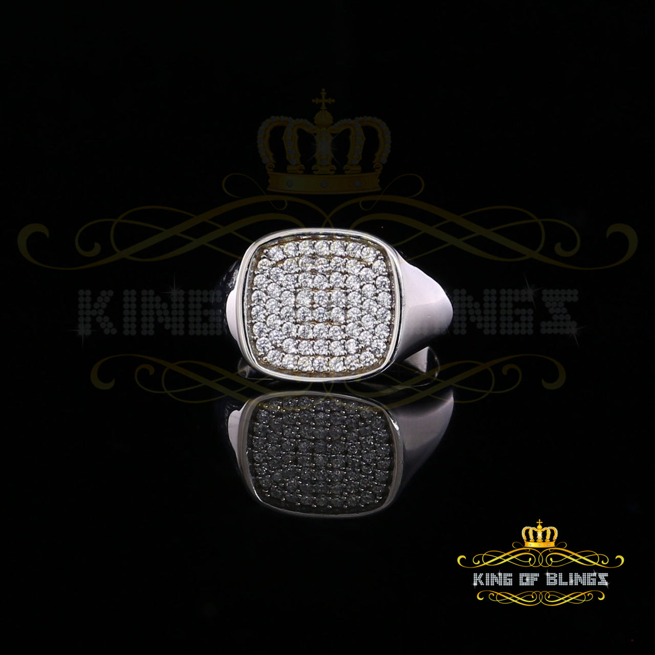 925 Sterling White Silver Square-Shape 0.25ct Cubic Zirconia Womens Ring Size 8 KING OF BLINGS