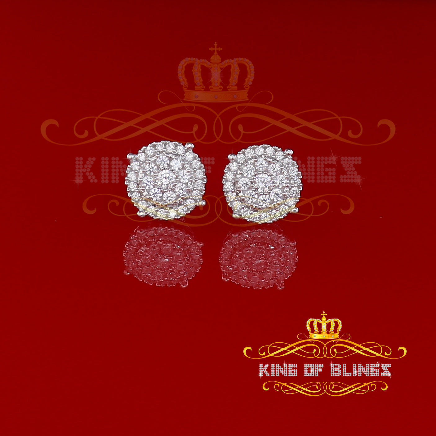 King of Blings- Aretes Para Hombre 925 White Silver 2.82ct Cubic Zirconia Round Women's Earrings KING OF BLINGS