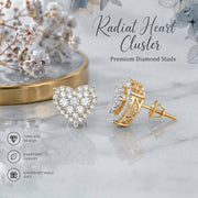 King of Bling's 1.18ct Cubic Zirconia 925 Yellow Sterling Silver Women's Hip Hop Heart Earrings KING OF BLINGS