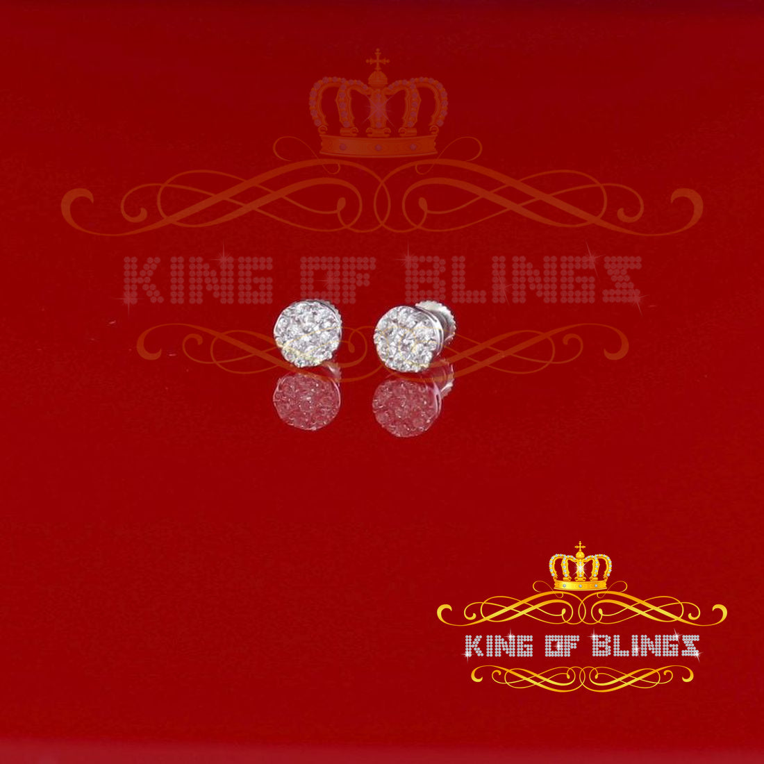 King of Blings- 0.94ct Cubic Zirconia 925 White Sterling Silver Women's Hip Hop Round Earrings KING OF BLINGS