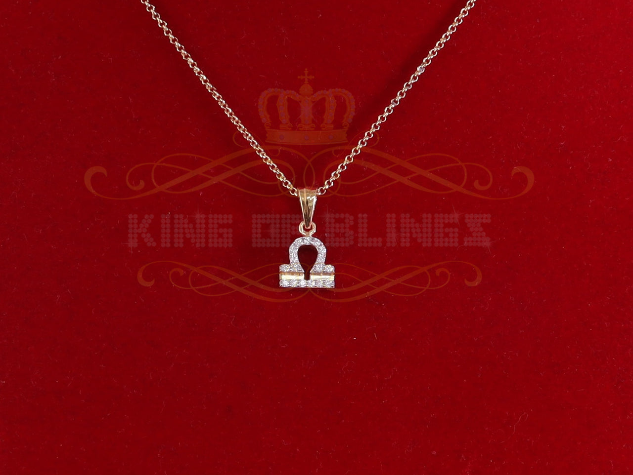 King Of Bling's 0.43ct Cubic Zirconia Yellow Silver LIBRA OCTOBER Month Men's & Women's Pendant