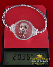 King Of Bling's Floating Face Skull Silver White Men's/Womens Bracelet Cubic Zirconia SZ 7 Inch KING OF BLINGS