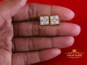 King of Bling's Yellow Silver 1.00ct VVS 'D' Moissanite Square Shape Earrings Men's/Womens King of Blings