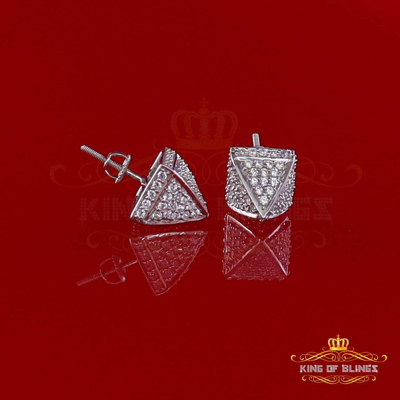 King of Blings- White 925 Silver Screw Back 2.19ct Cubic Zirconia Women Hip Hop Square Earrings