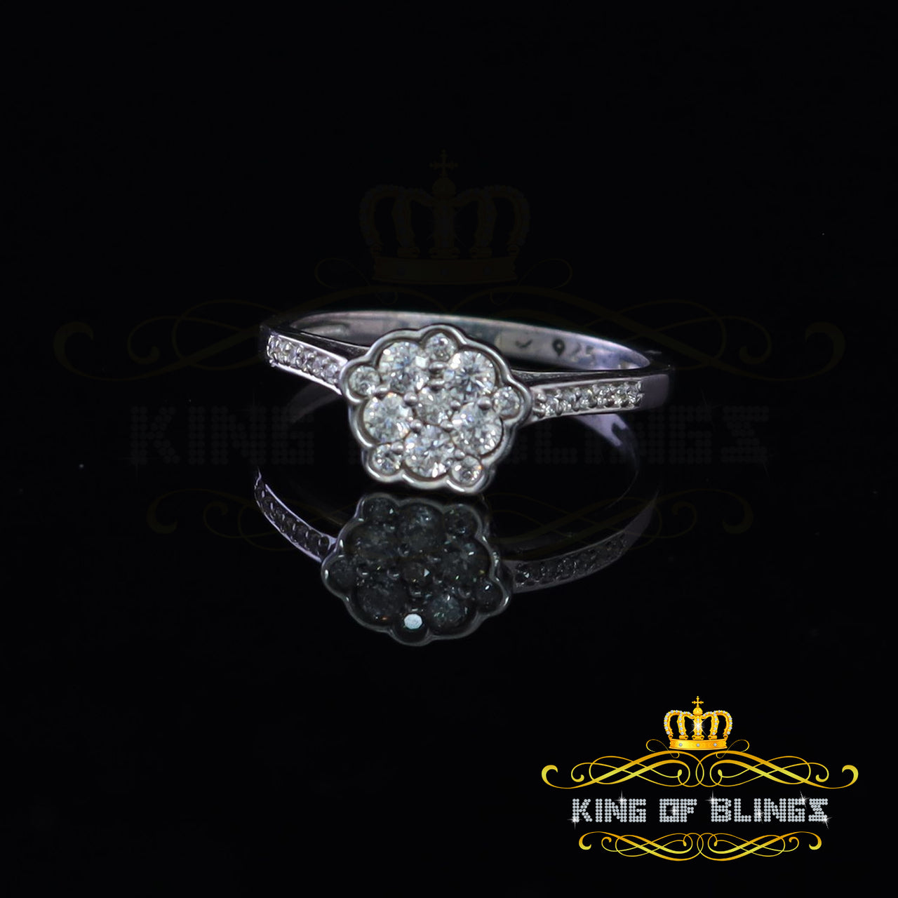 King Of Bling's2.00ct Cubic Zirconia Sterling White Silver Round Engagement Womens Ring Size 8