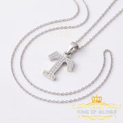 King Of Bling's Attractive Sterling SilverAll Alphabet Letter White Pendant with Cubic Zirconia KING OF BLINGS