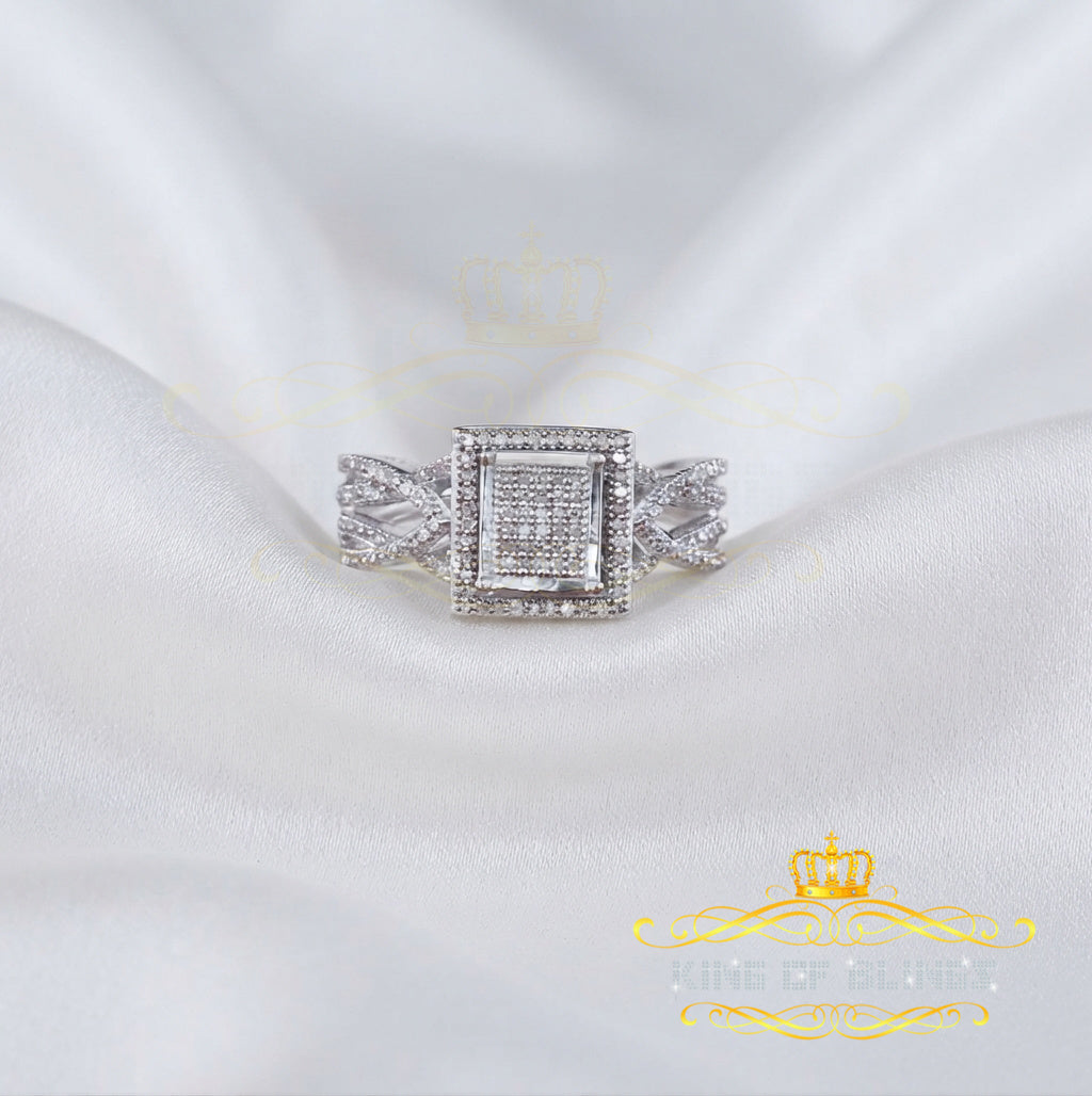 King Of Bling's 0.25ct Real Diamond 925 Sterling White Wedding Silver Womens Square Ring Size 7 KING OF BLINGS