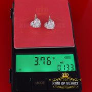 King of Bling's Aretes Para Hombre 925 White Silver 1.64ct Cubic Zirconia Heart Women's Earrings KING OF BLINGS
