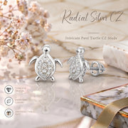 King of Bling's Women's 0.14ct Cubic Zirconia Turtle Stud Earrings White 925 Sterling Silver KING OF BLINGS