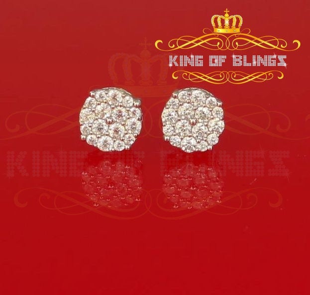 King of Blings- Aretes Para Hombre 925 White Silver 2.0ct Cubic Zirconia Round Women's Earrings KING OF BLINGS