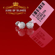 King of Blings- Aretes Para Hombre 925 White Silver 0.64ct Cubic Zirconia Round Women's Earrings KING OF BLINGS