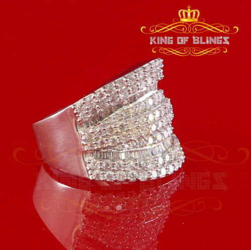 7.75ct Round/Baguette Cubic Zirconia Cocktail White Silver Men's Ring Size 8 KING OF BLINGS