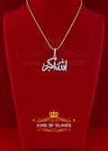 Yellow 925 "Allah-hu-Akbar" Shape Silver Pendant with 5.70ct Cubic Zirconia KING OF BLINGS
