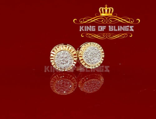 King Of Bling's Real 10k Yellow Gold with Real 0.12CT Diamonds Stud Earrings For Women And Men