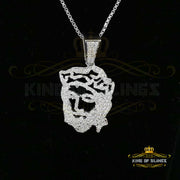 King Of Bling's King of Bling Jesus Face Sterling White Silver Pendant 0.90ct Cubic Zirconia KING OF BLINGS