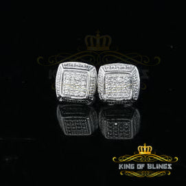 King Of Bling's 0.10ct Diamond Stud Earrings For Women White 925 Sterling Silver Stud For Men KING OF BLINGS