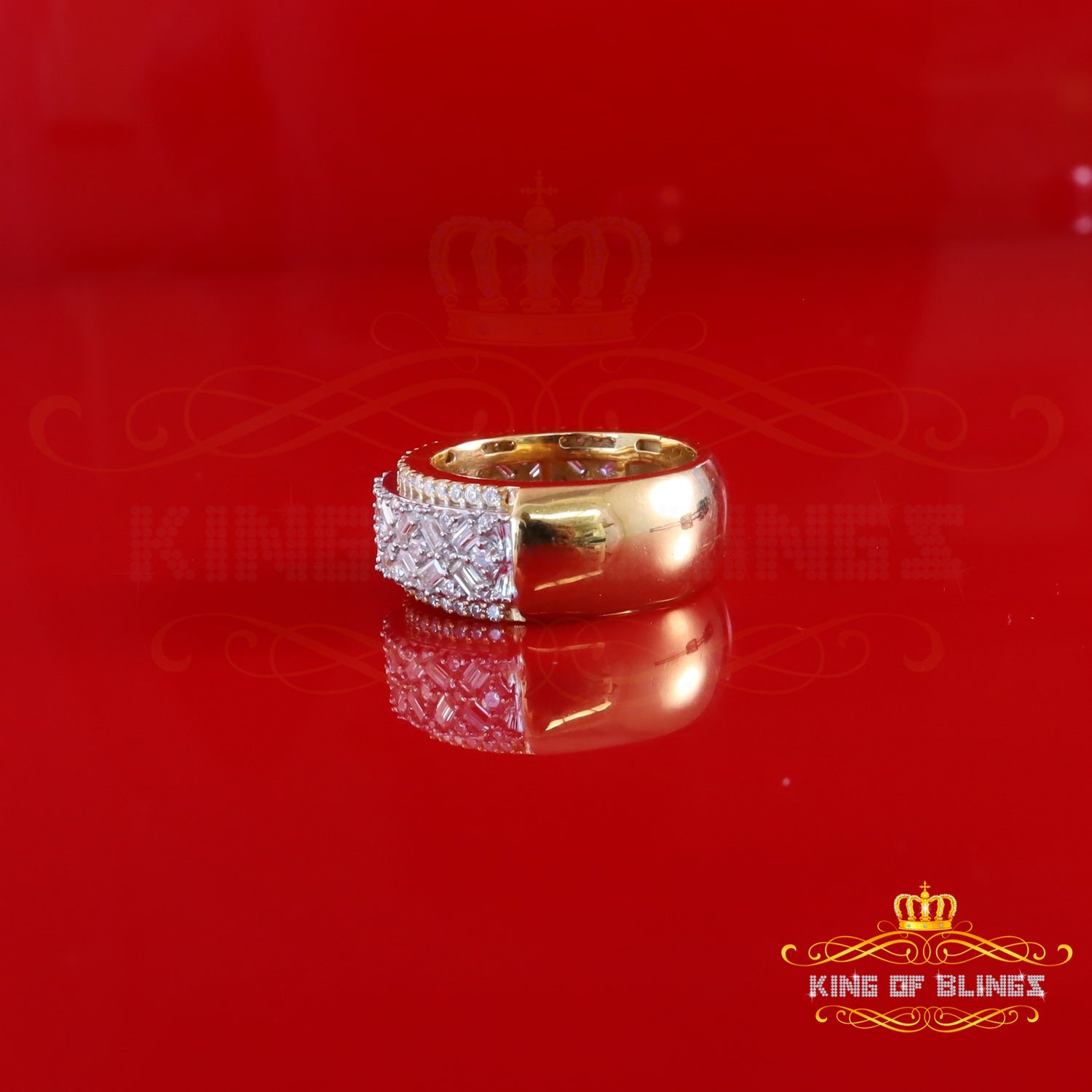King of Bling's New Baguette Band Ring SZ 8 Women/Men 925 Yellow Silver2.50ct VVS D Moissanite King of Blings