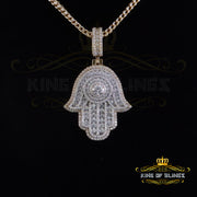King Of Bling's Big Hamsa Pendant Men & Women 5ct VVS D Moissanite Yellow Sterling Silver Charm KING OF BLINGS